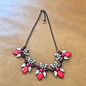 Talbot's Red and Crystal Rhinestone Statement Necklace 19"-22"